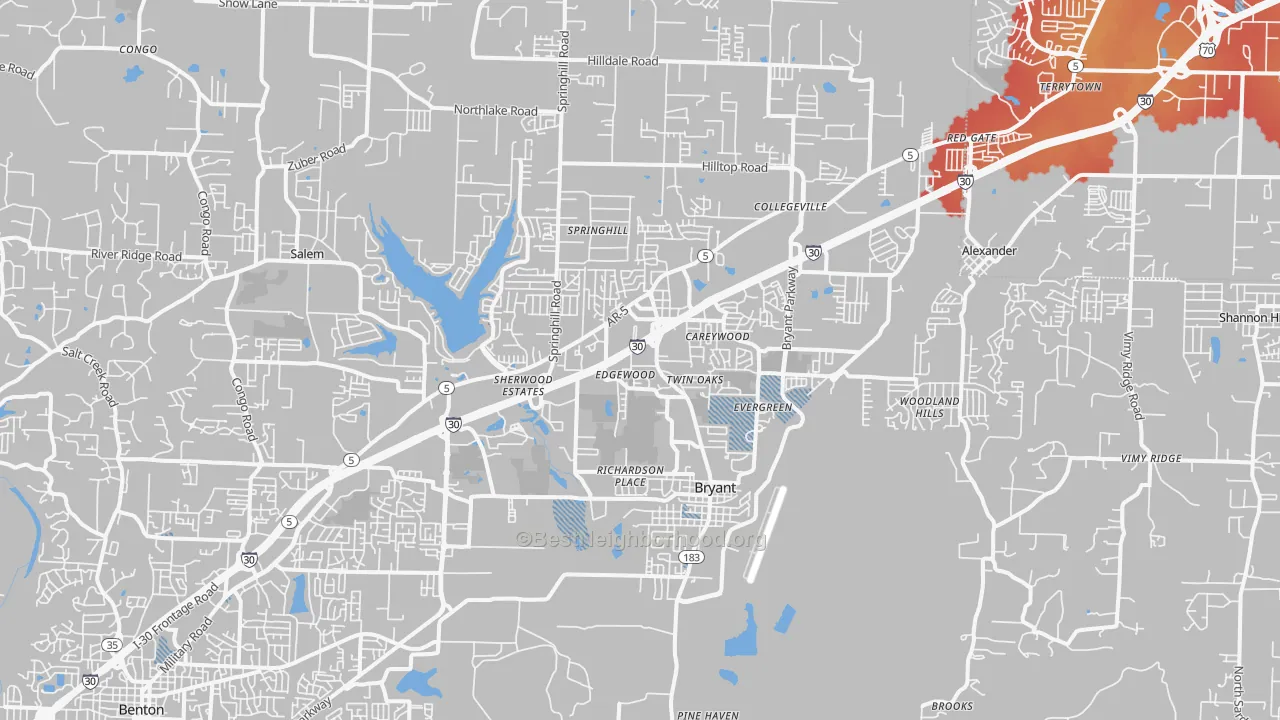 Transit Grade map of Bryant, AR