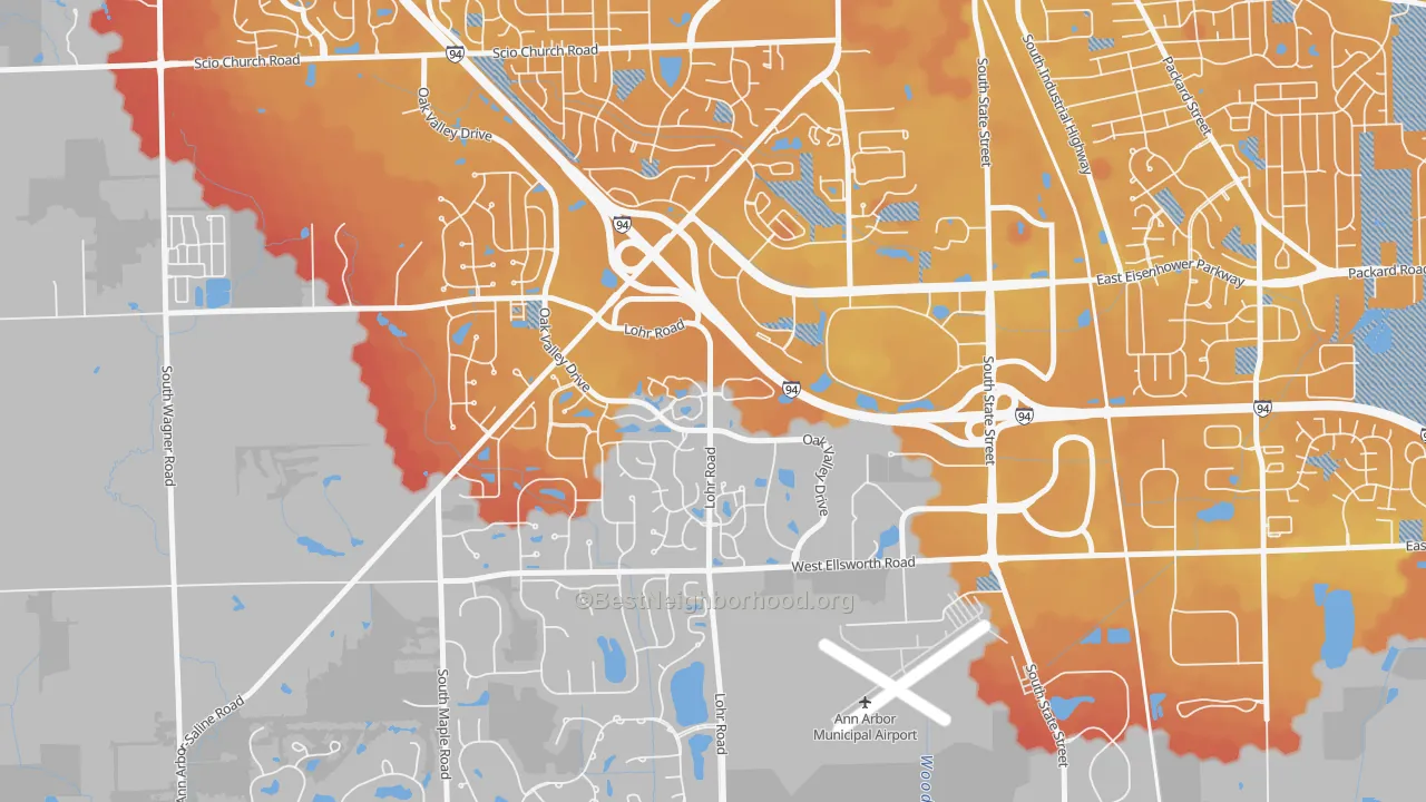 Transit Grade map of Bryant Pattengill West, Ann Arbor, MI