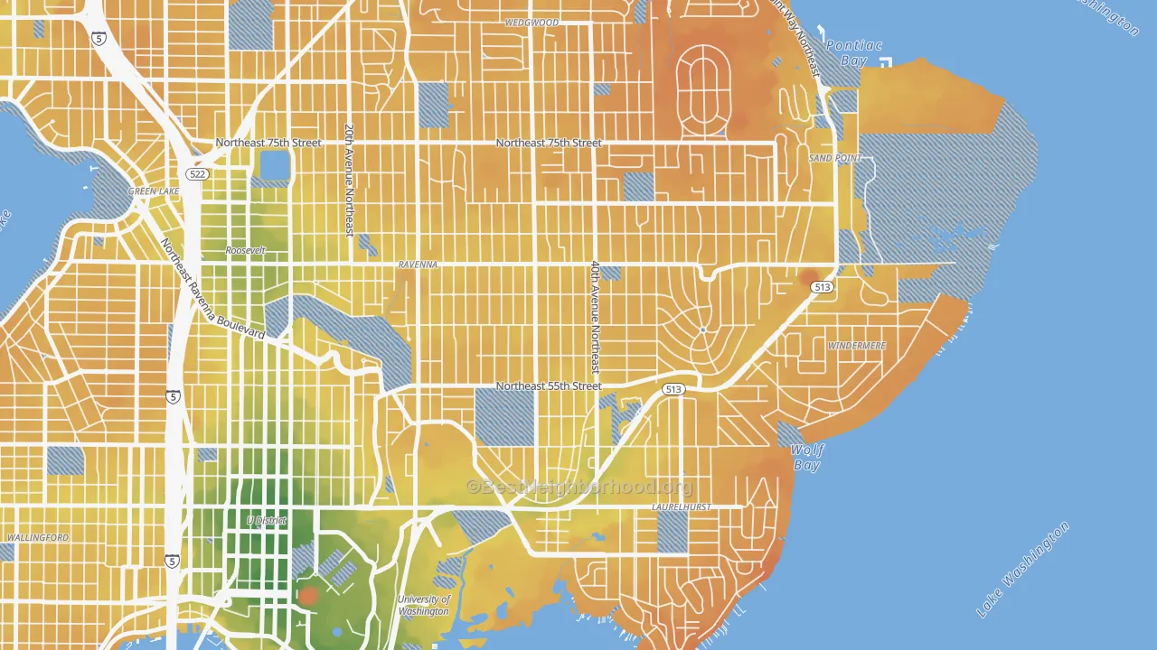 Transit Grade map of Bryant, Seattle, WA