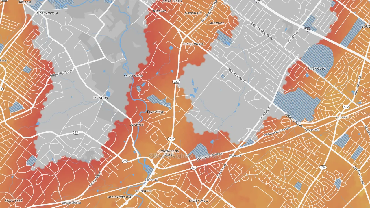 Transit Grade map of Bryn Athyn, PA