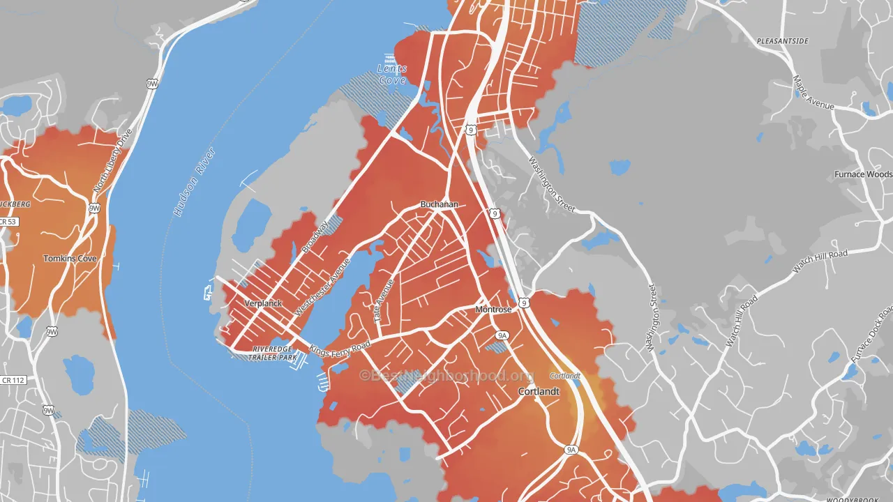 Transit Grade map of Buchanan, NY