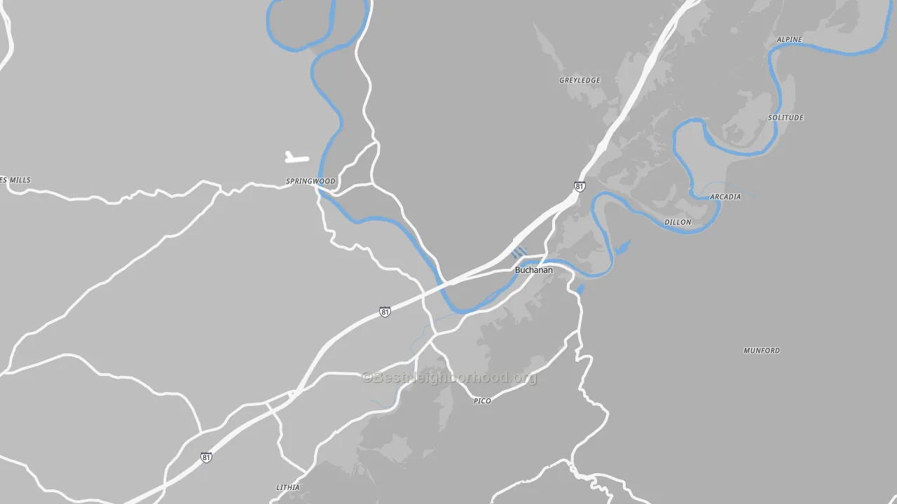 Transit Grade map of Buchanan, VA