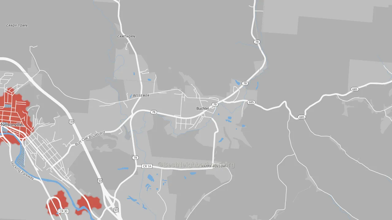 Transit Grade map of Buchtel, OH