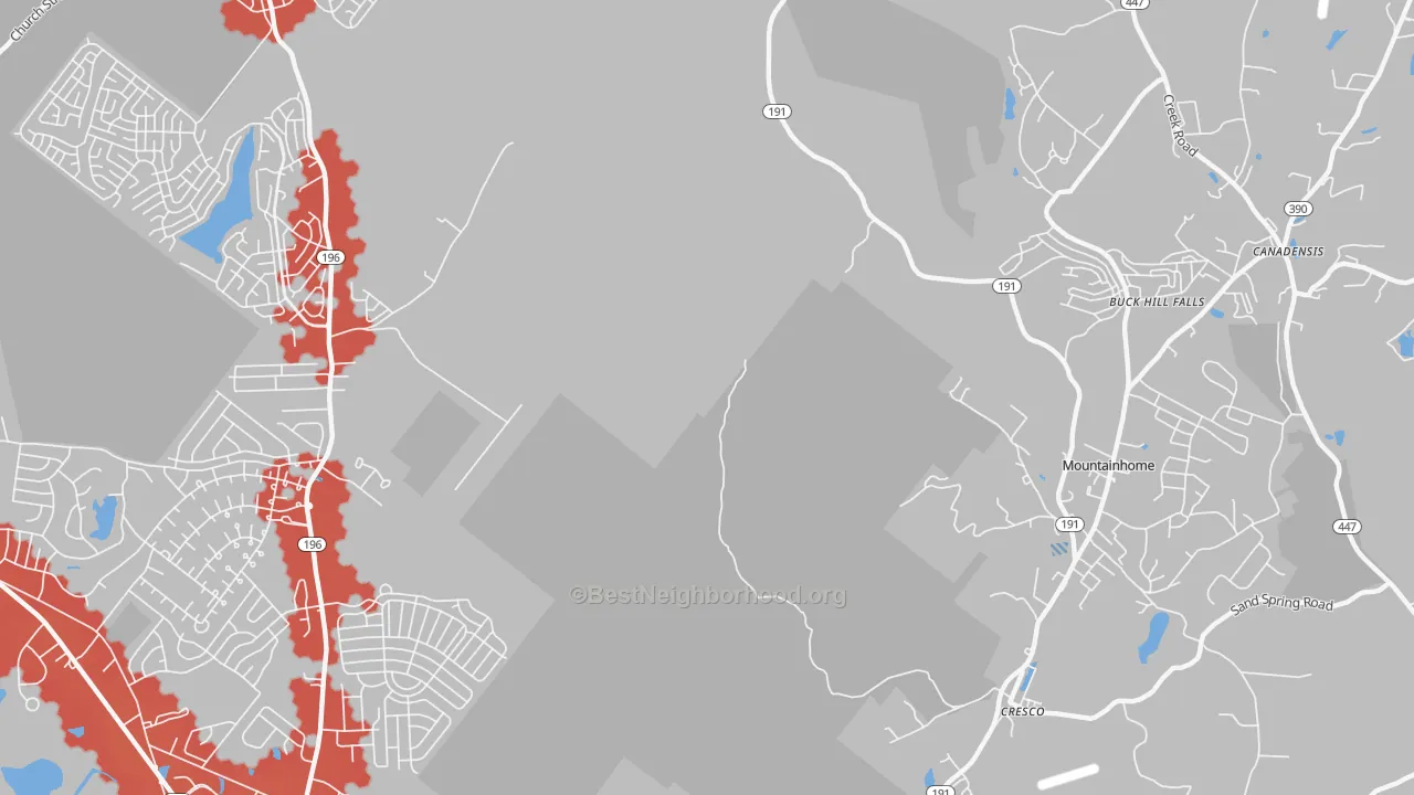 Transit Grade map of Buck Hill Falls, PA