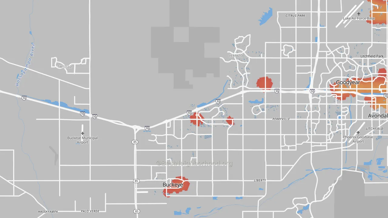 Transit Grade map of Buckeye, AZ