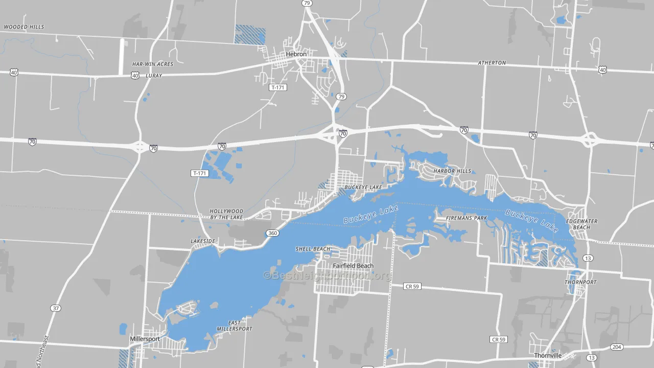 Transit Grade map of Buckeye Lake, OH