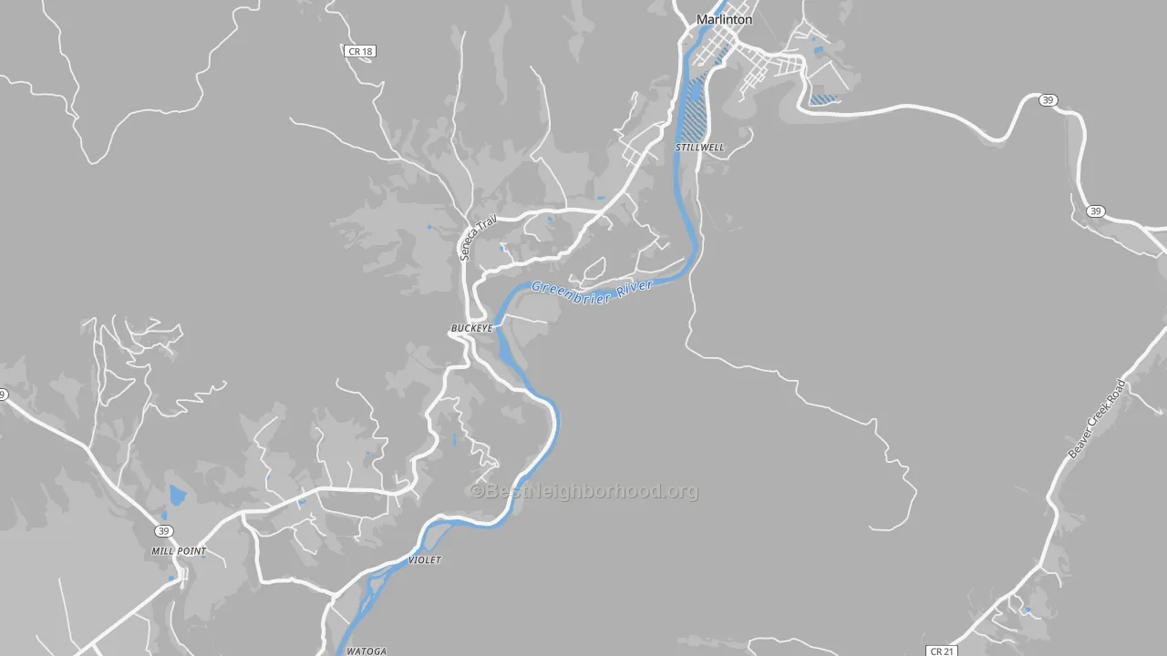 Transit Grade map of Buckeye, WV