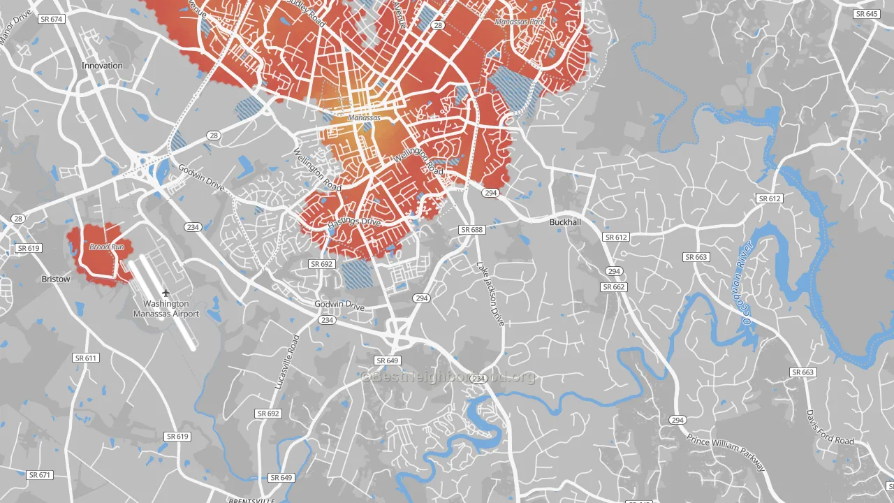 Transit Grade map of Buckhall, VA