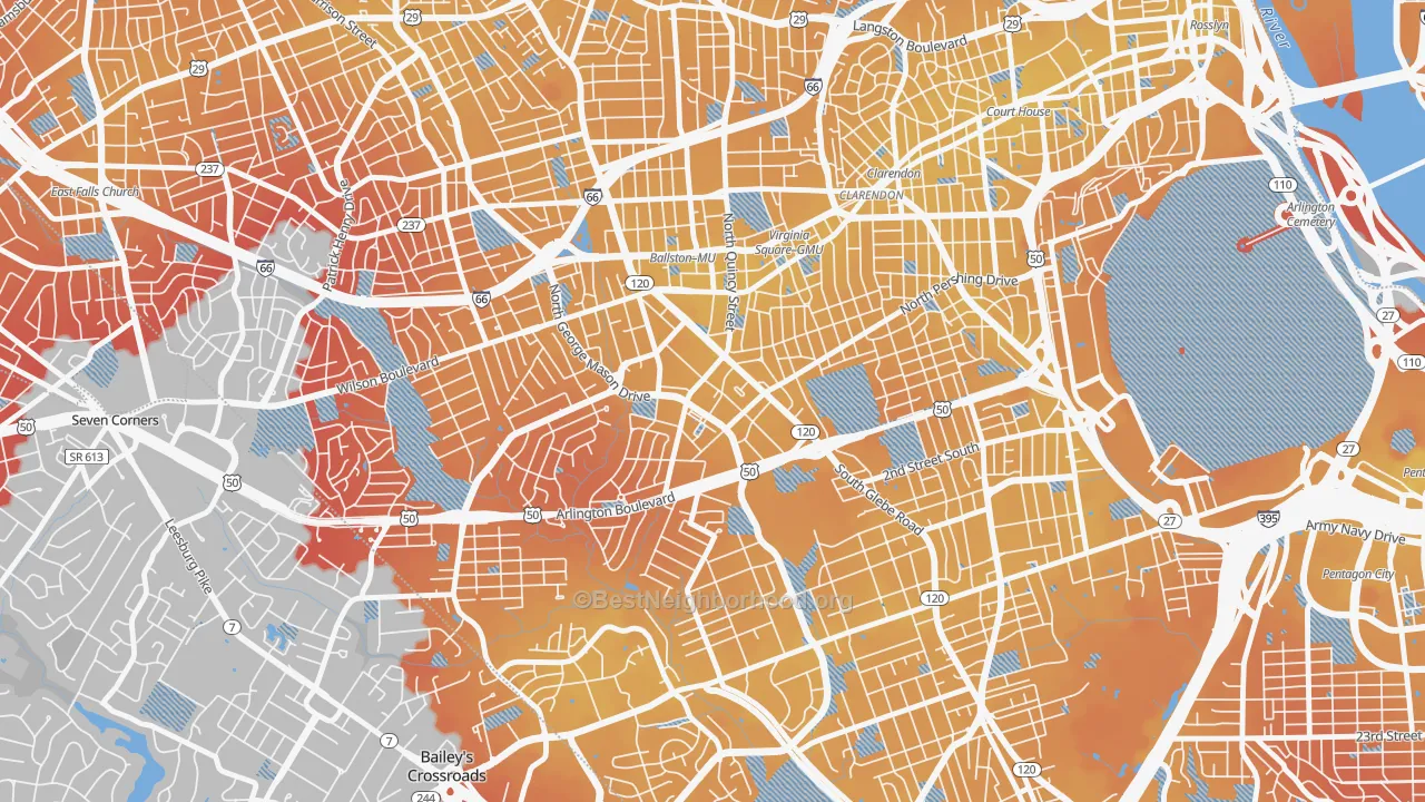 Transit Grade map of Buckingham, Arlington, VA