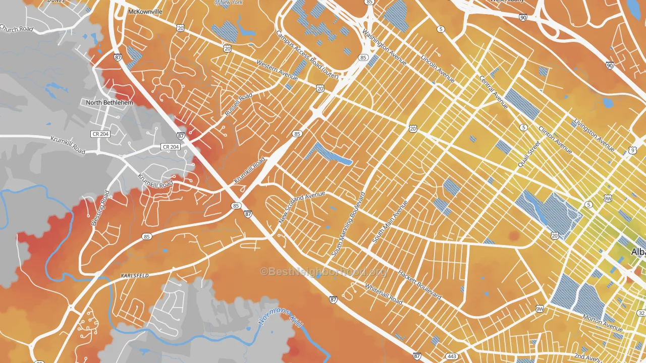 Transit Grade map of Buckingham Lake-Crestwood, Albany, NY