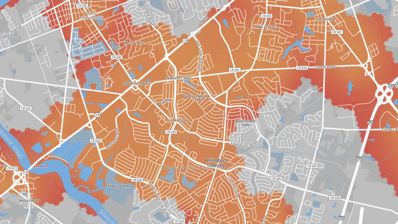 Transit Grade map of Buckingham Park, Willingboro, NJ