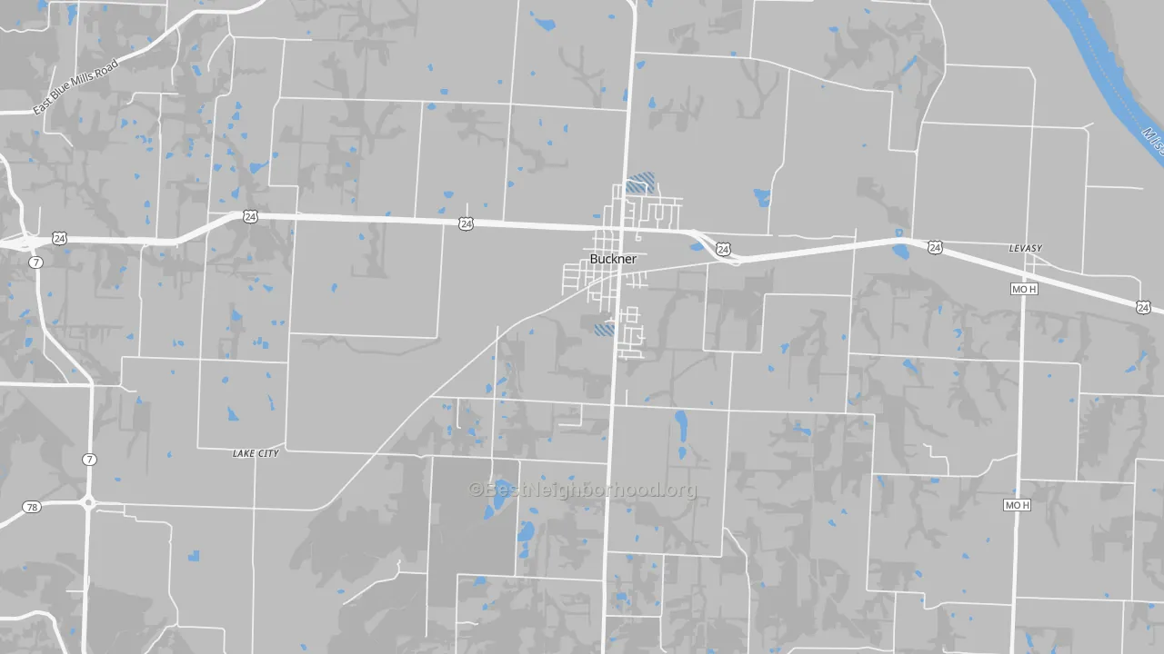 Transit Grade map of Buckner, MO