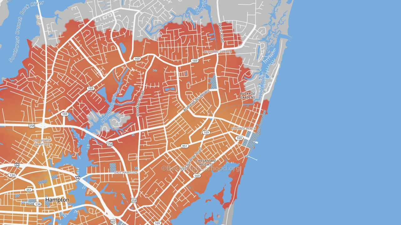 Transit Grade map of Buckroe, Hampton, VA