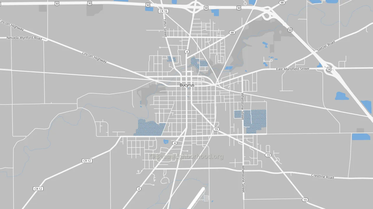 Transit Grade map of Bucyrus Commercial Historical District, Bucyrus, OH