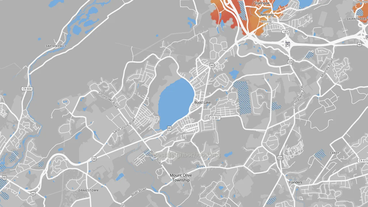 Transit Grade map of Budd Lake, NJ