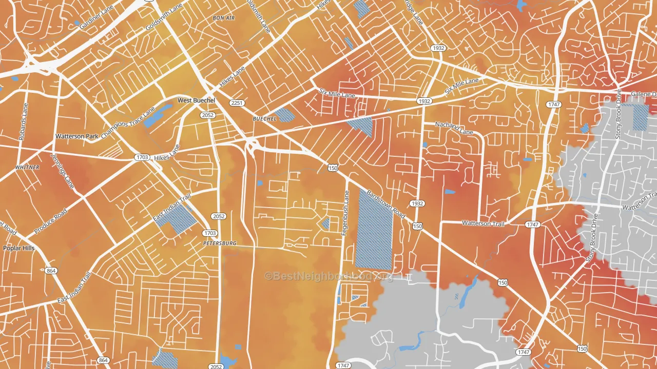 Transit Grade map of Buechel, Louisville, KY