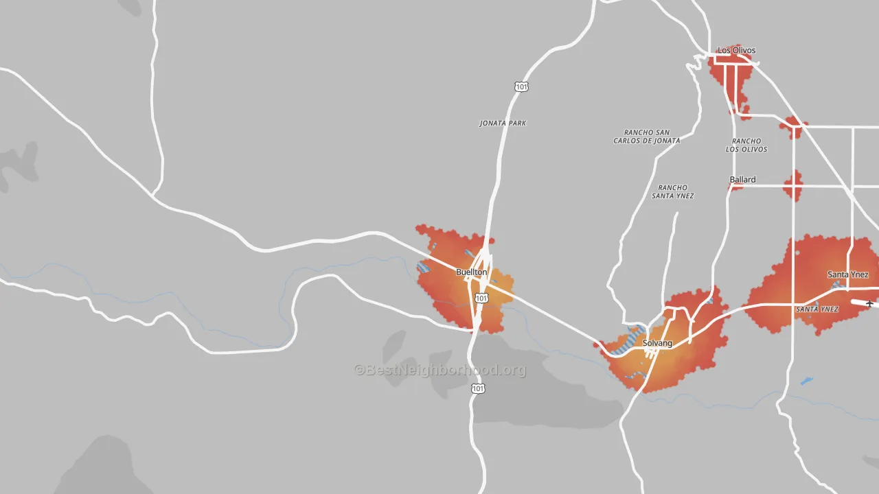 Transit Grade map of Buellton, CA