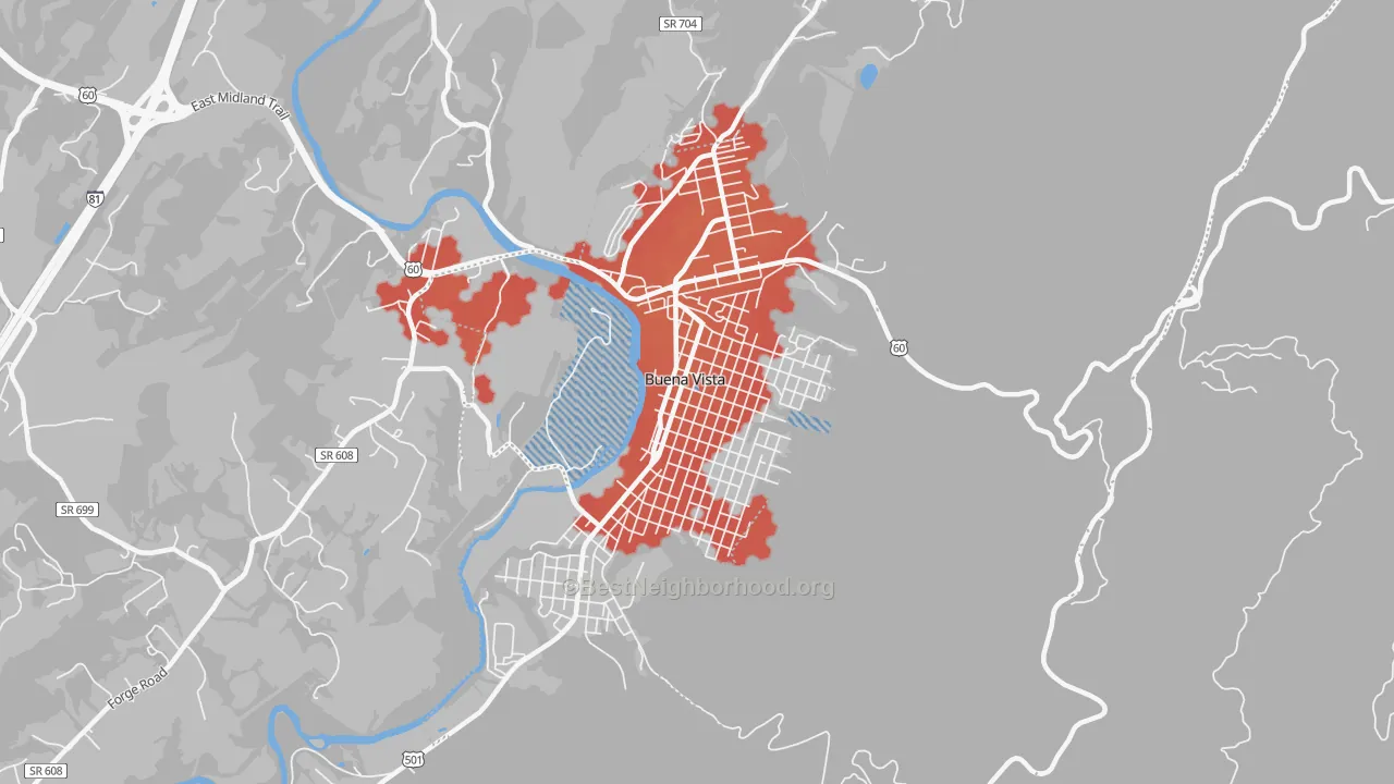 Transit Grade map of Buena Vista City, VA
