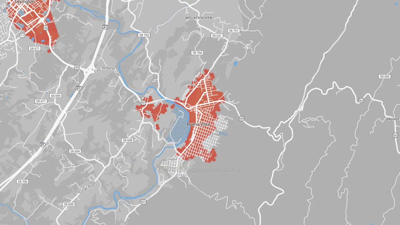 Transit Grade map of Buena Vista, VA
