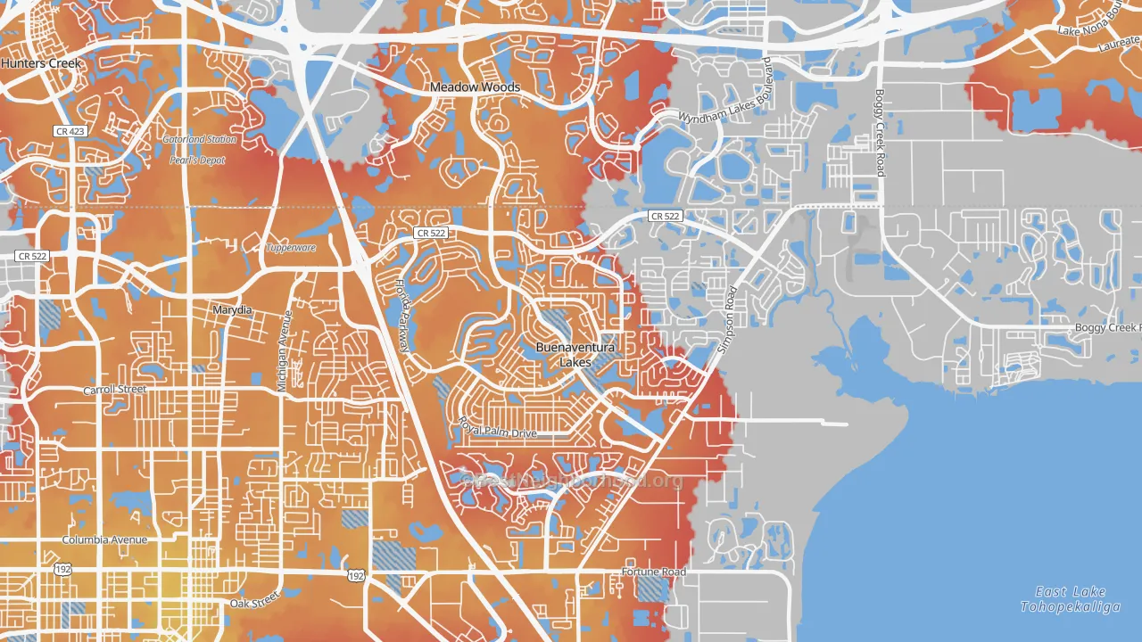 Transit Grade map of Buenaventura Lakes, FL
