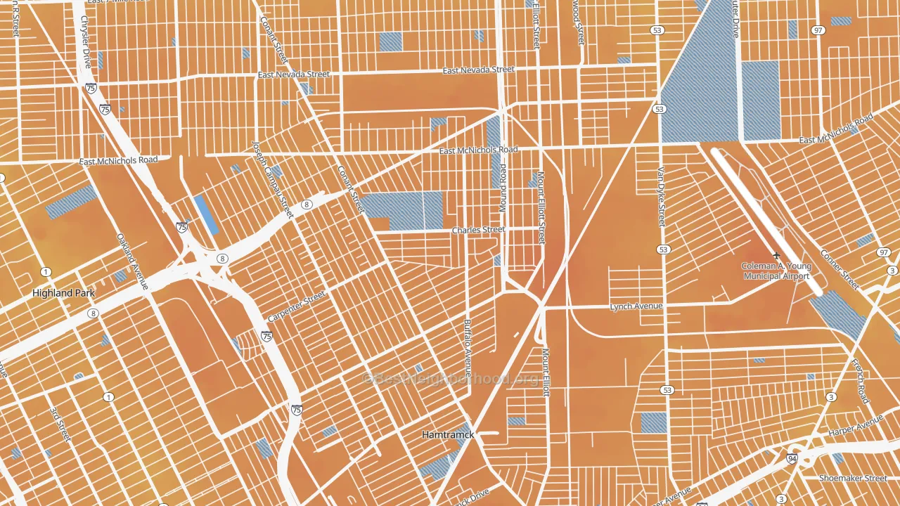 Transit Grade map of Buffalo Charles, Detroit, MI