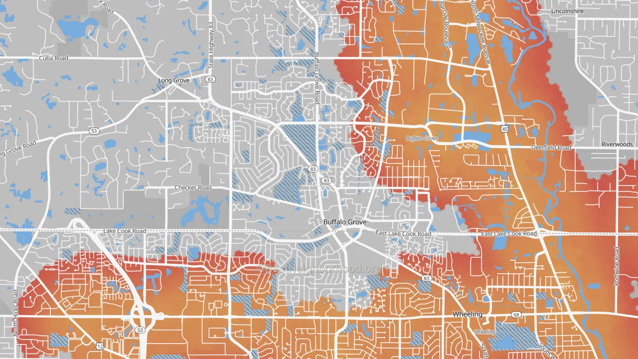 Transit Grade map of Buffalo Grove, IL