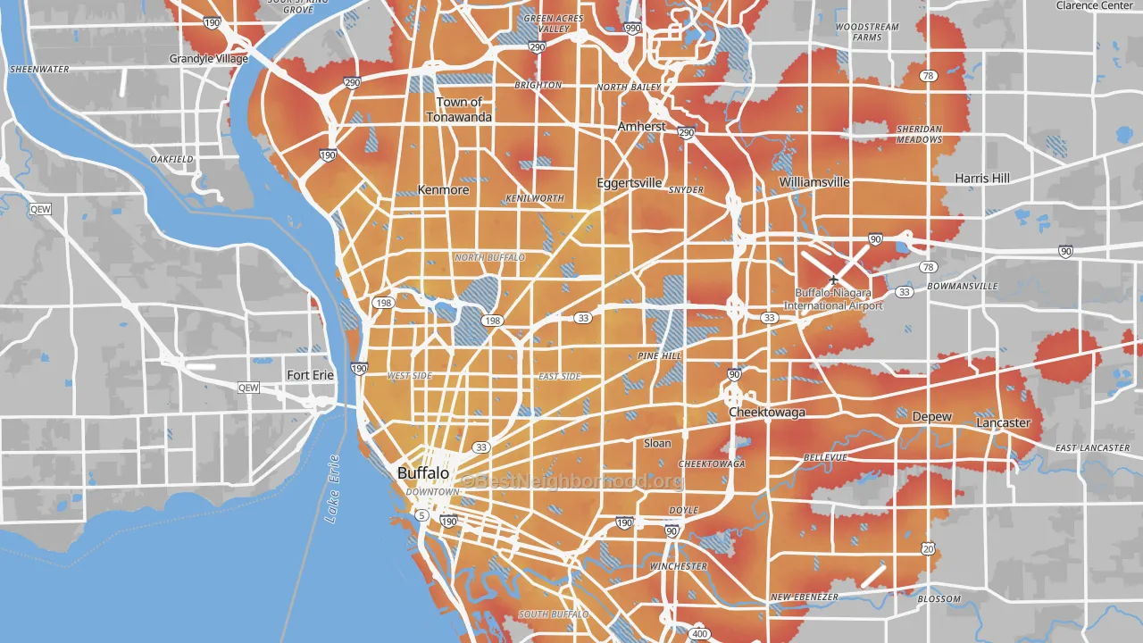 Transit Grade map of Buffalo, NY
