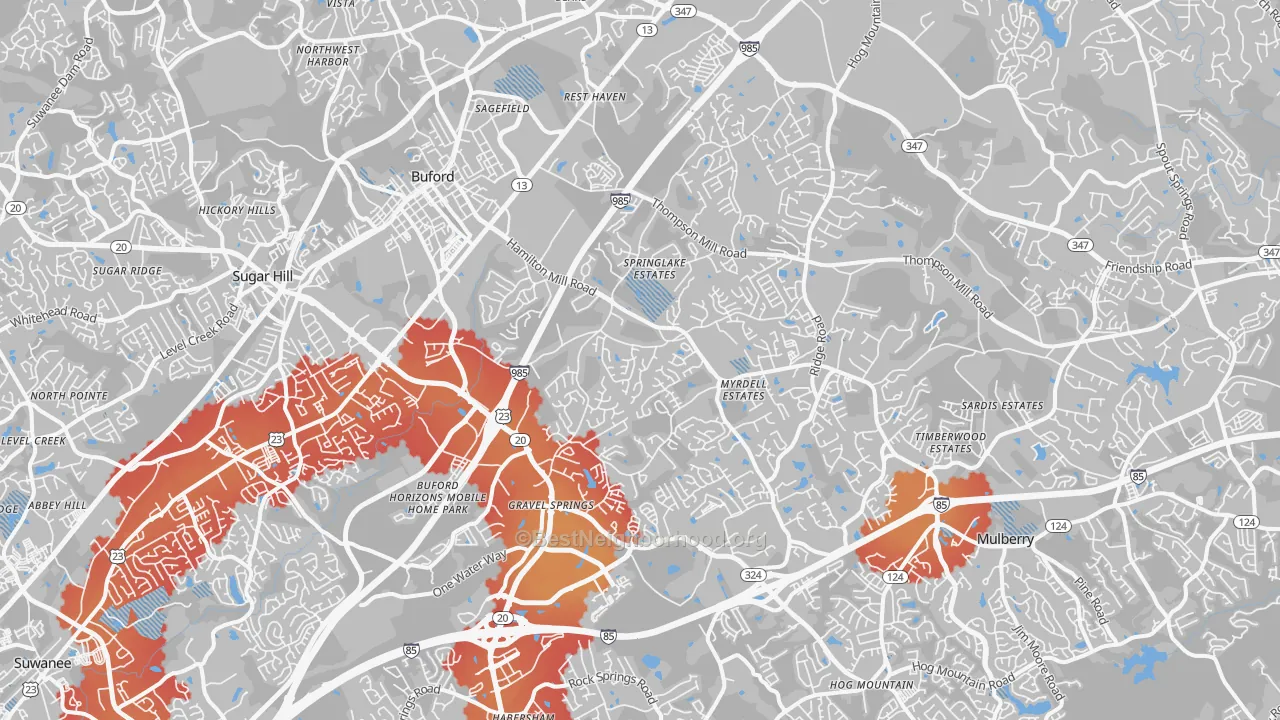 Transit Grade map of Buford, GA
