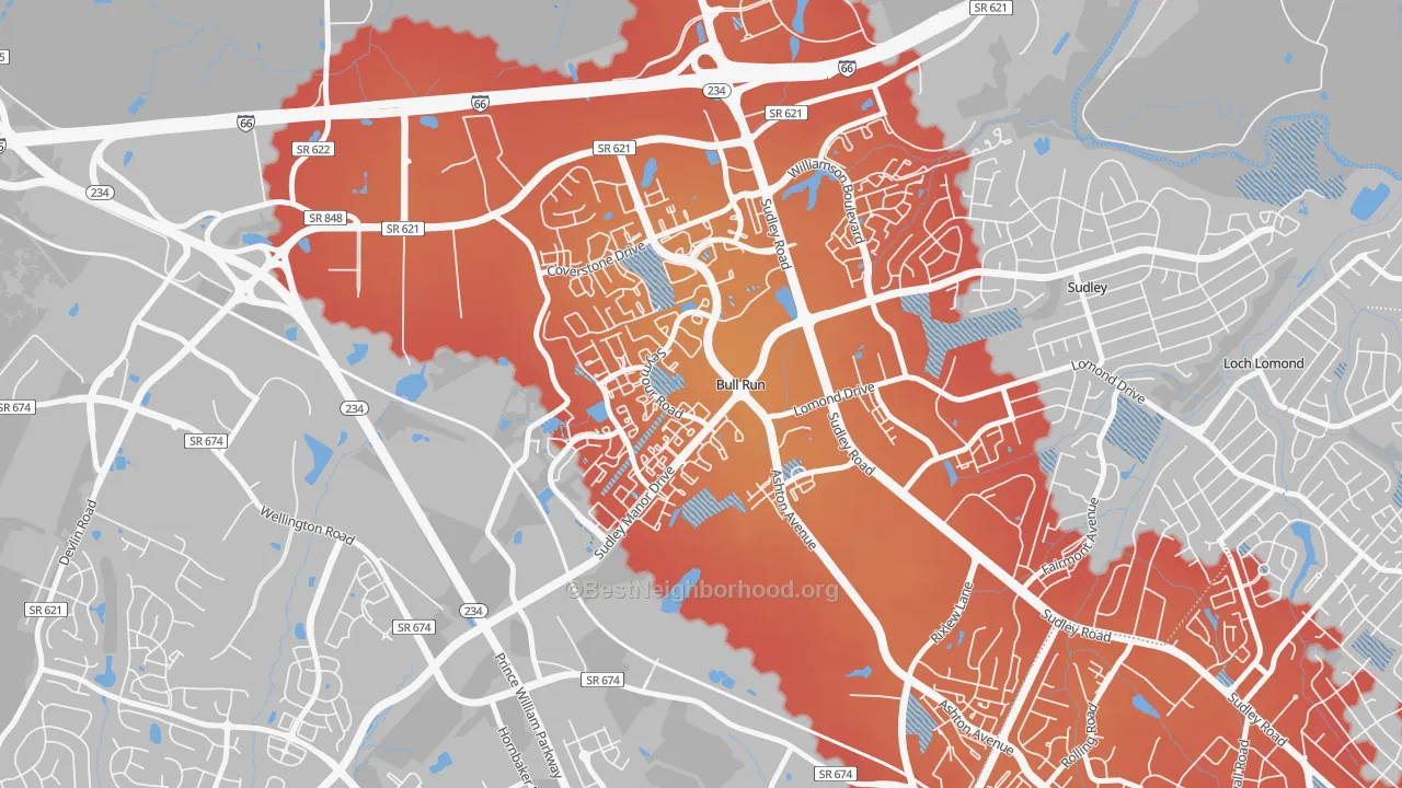 Transit Grade map of Bull Run, VA