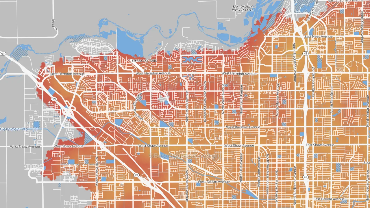 Transit Grade map of Bullard, Fresno, CA