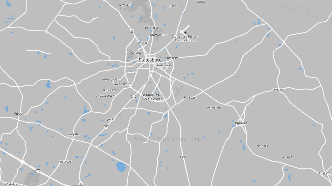 Transit Grade map of Bulloch County, GA