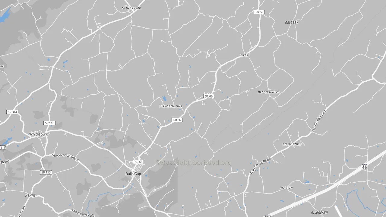 Transit Grade map of Bulls Gap, TN