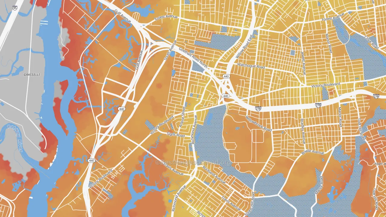Transit Grade map of Bulls Head, Staten Island, NY