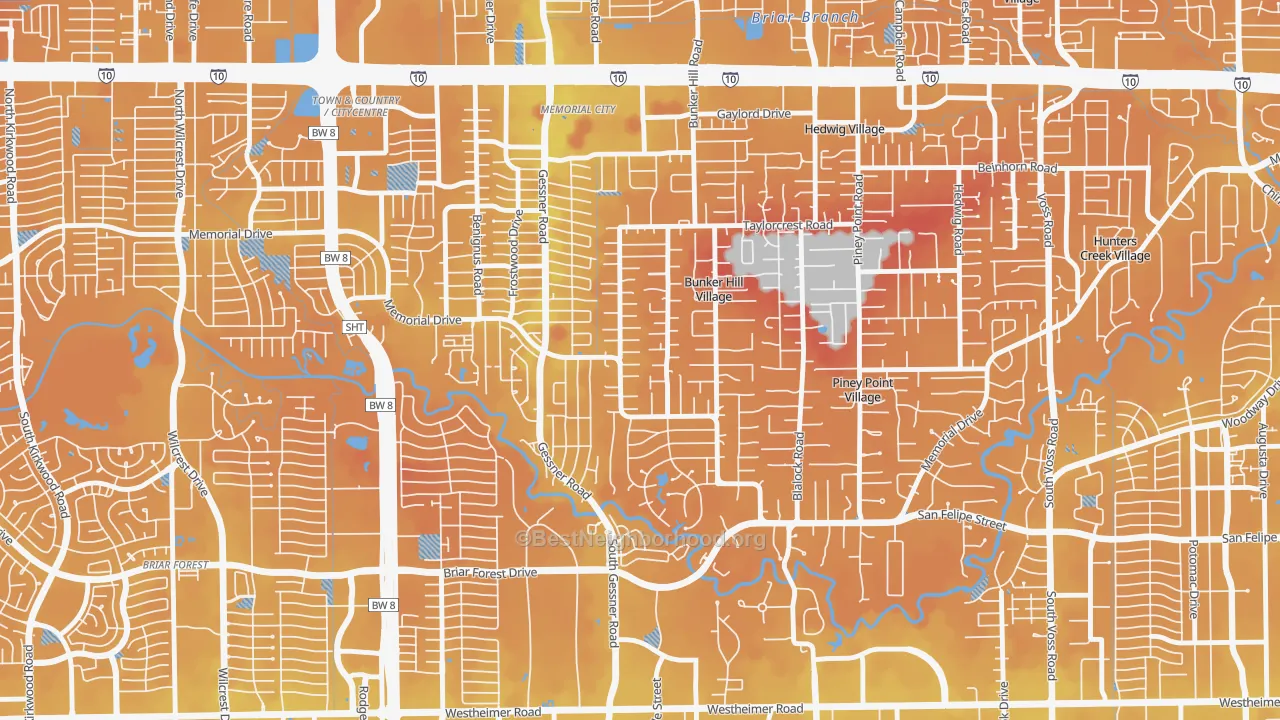 Transit Grade map of Bunker Hill Village, TX