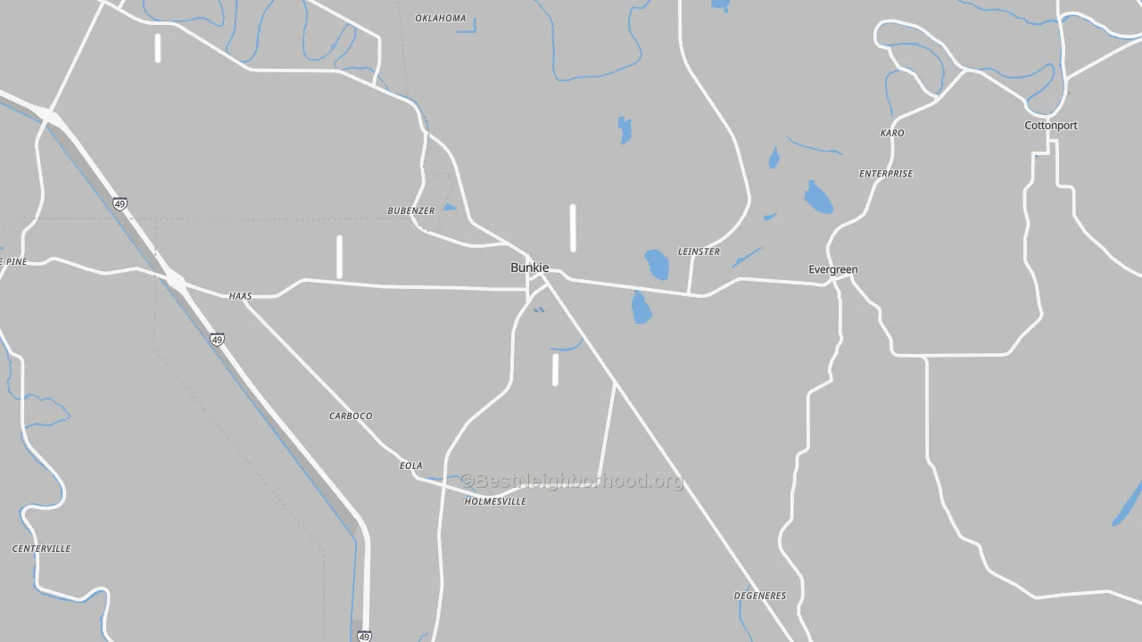 Transit Grade map of Bunkie, LA