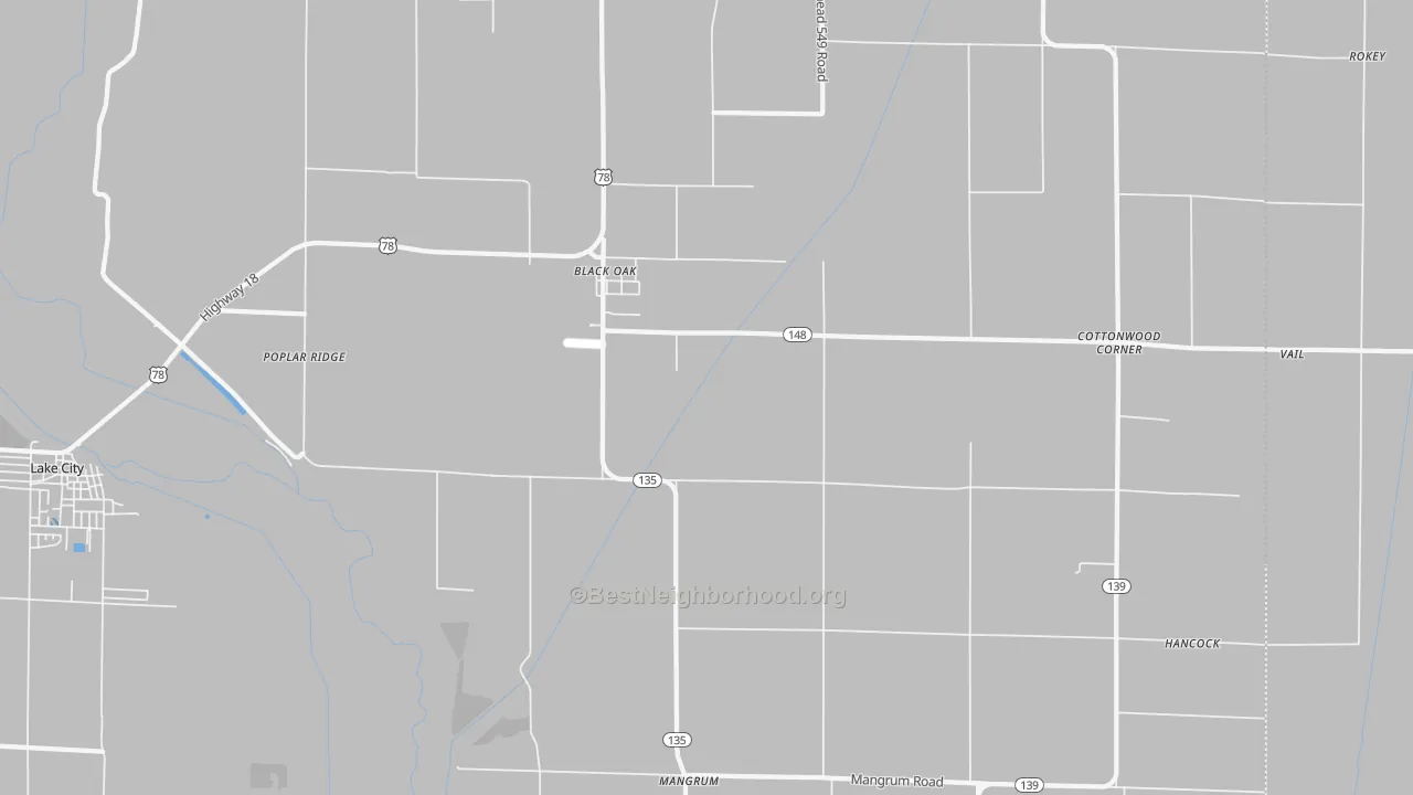 Transit Grade map of Bunney, AR