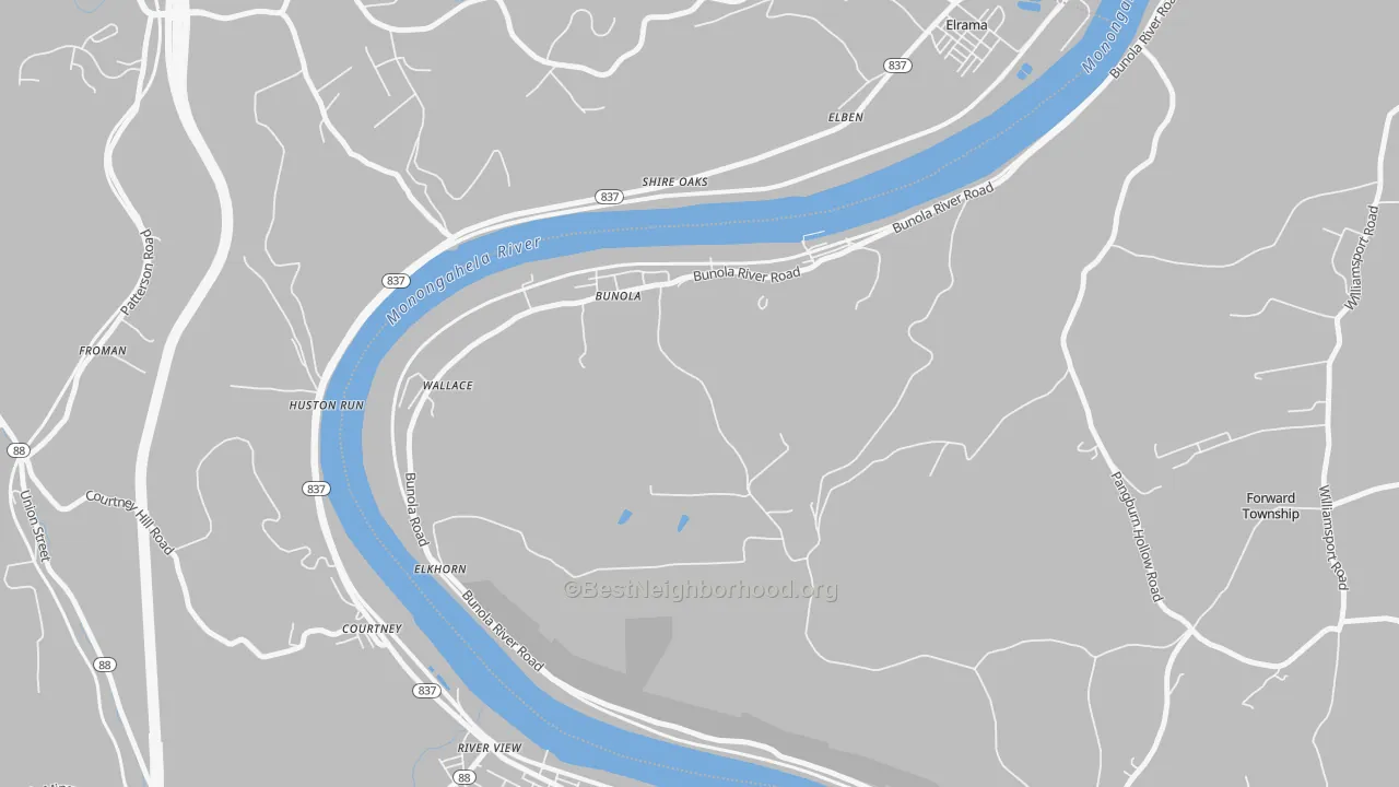 Transit Grade map of Bunola, PA