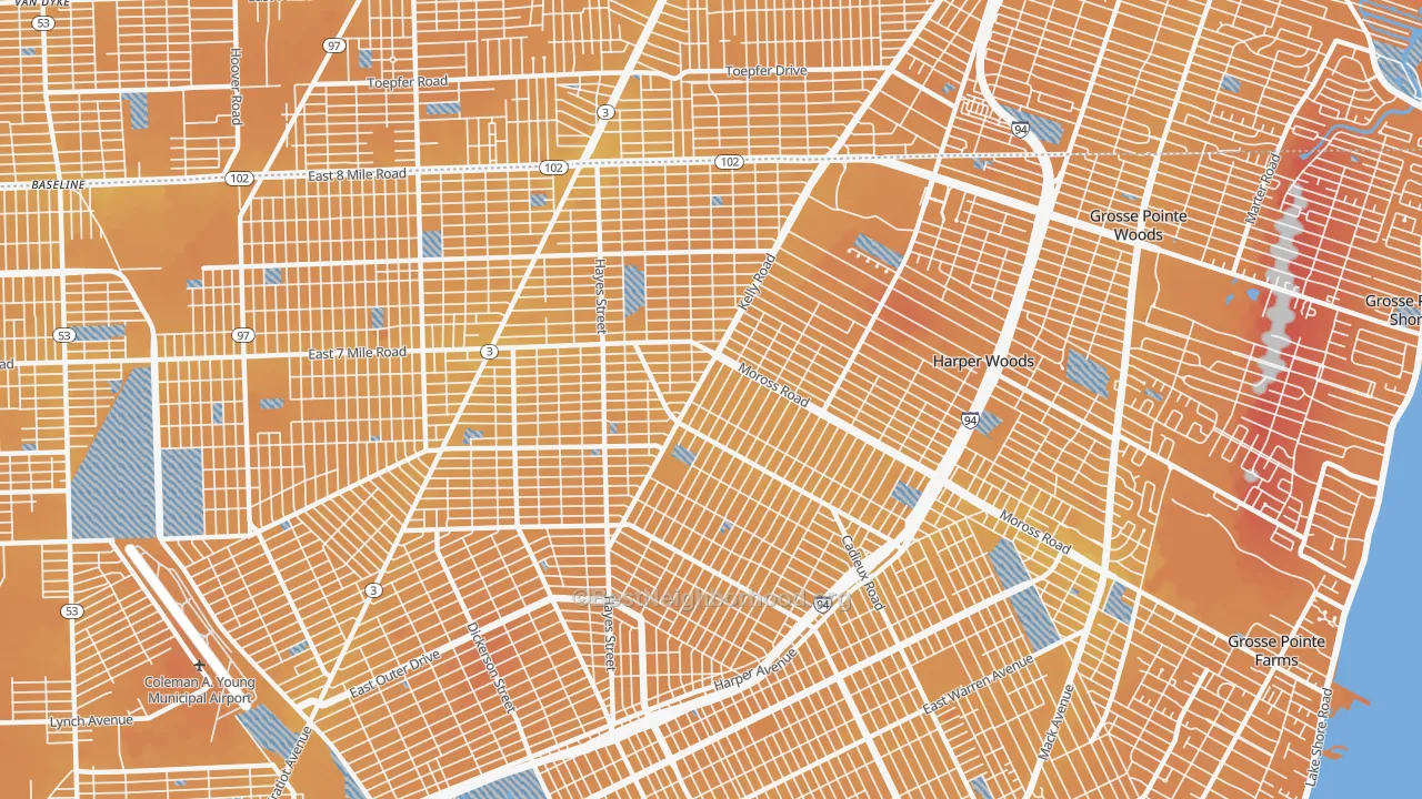 Transit Grade map of Burbank, Detroit, MI