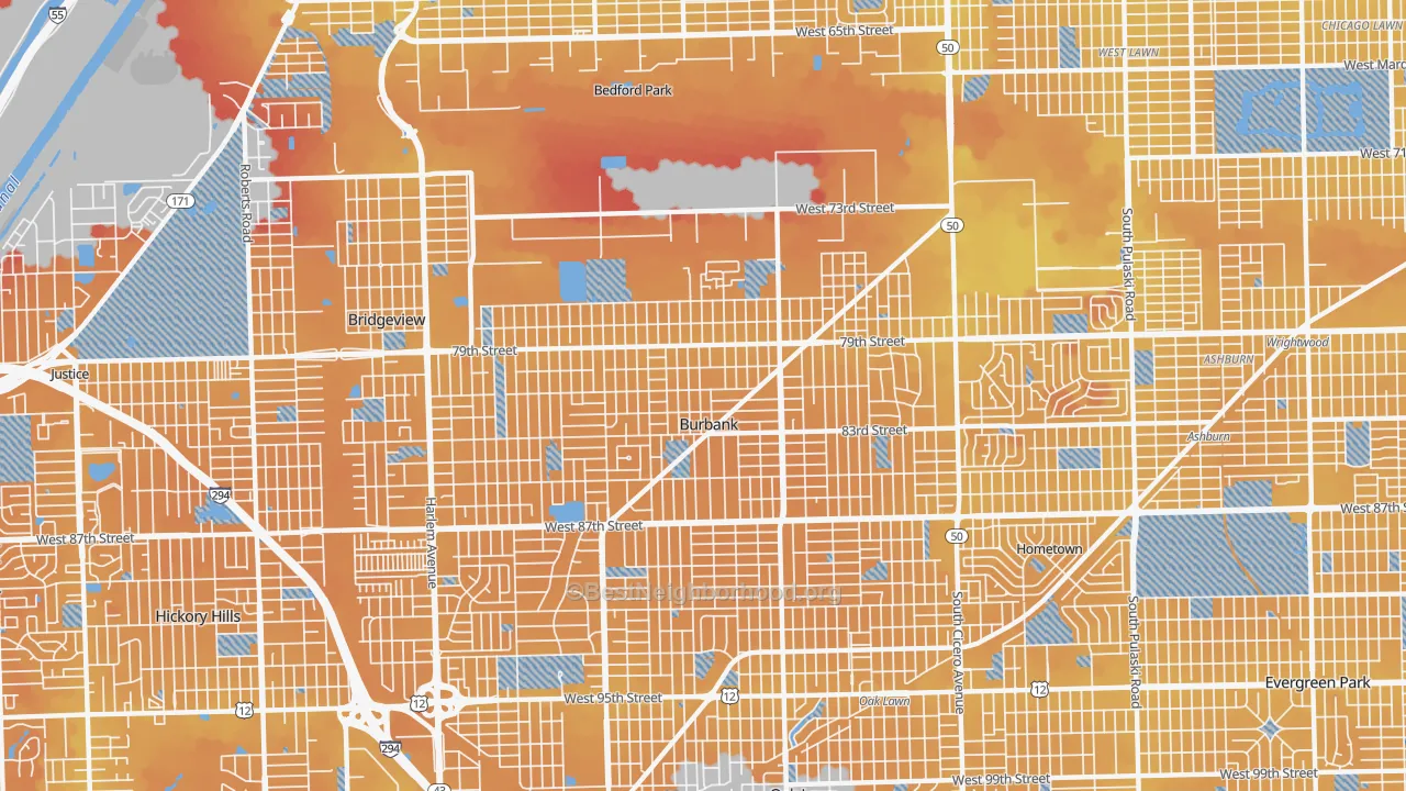 Transit Grade map of Burbank, IL