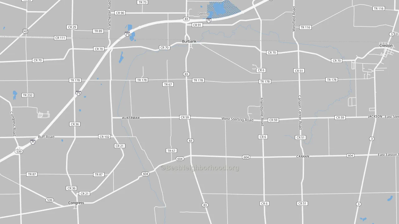 Transit Grade map of Burbank, OH