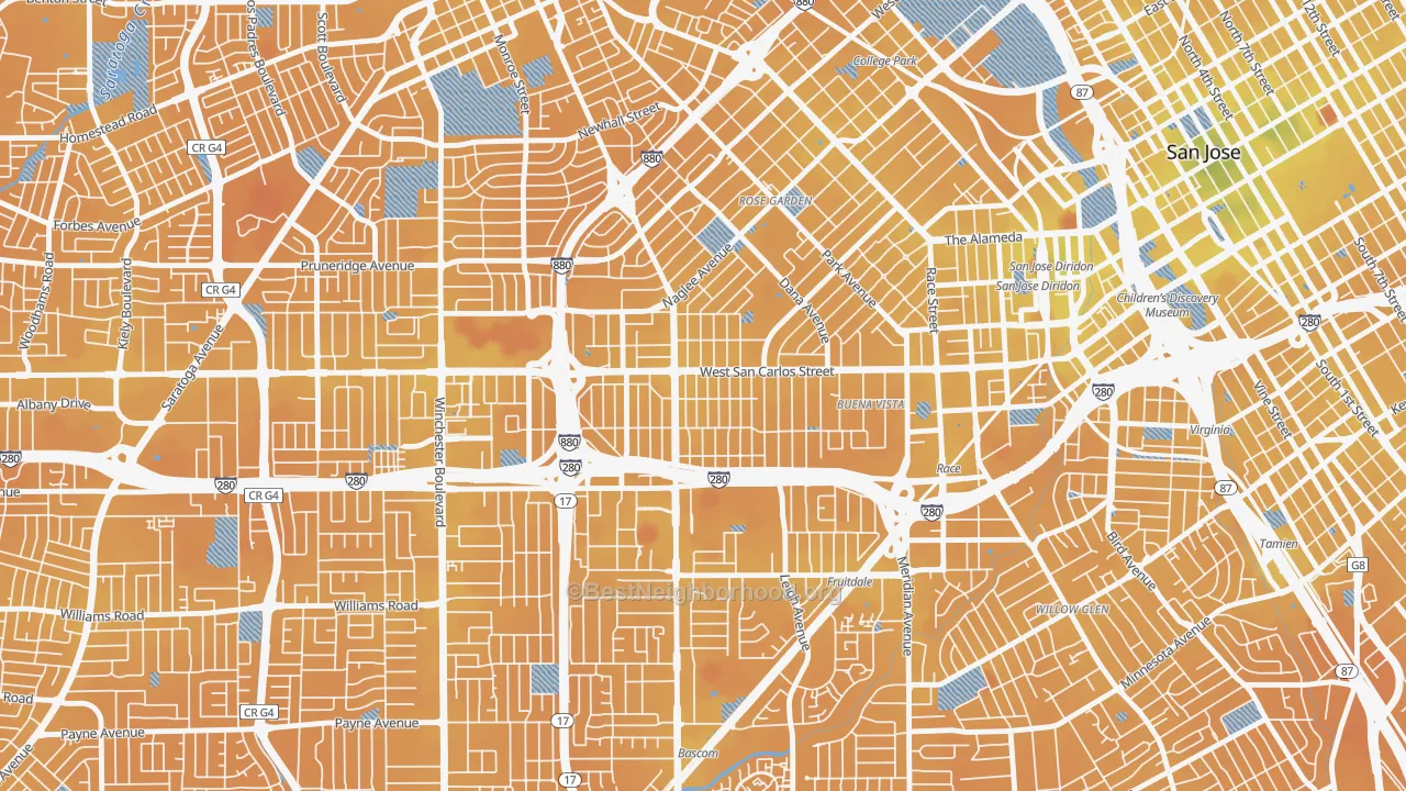 Transit Grade map of Burbank, San Jose, CA
