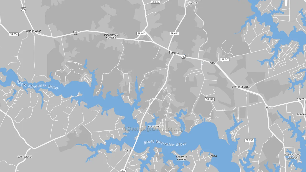 Transit Grade map of Burgess, VA