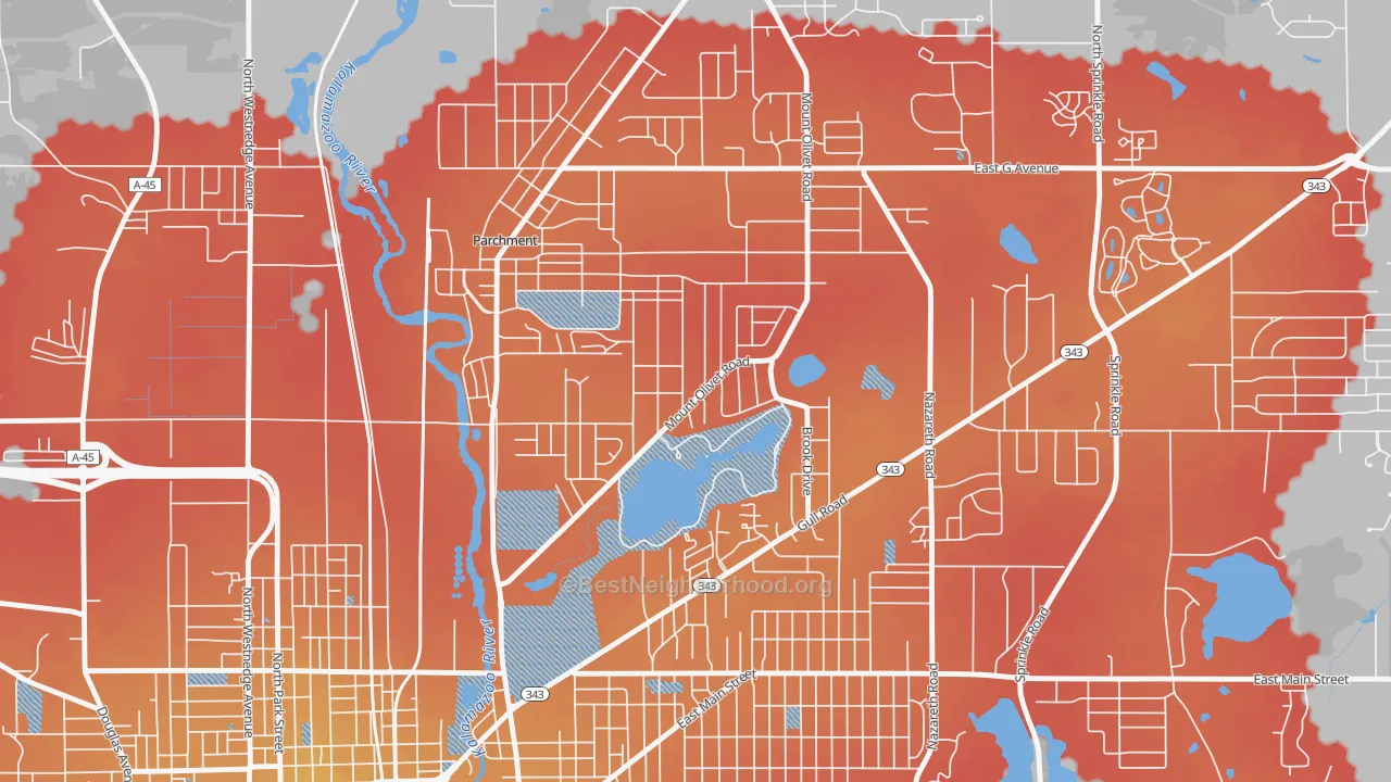 Transit Grade map of Burke Acres, Kalamazoo, MI