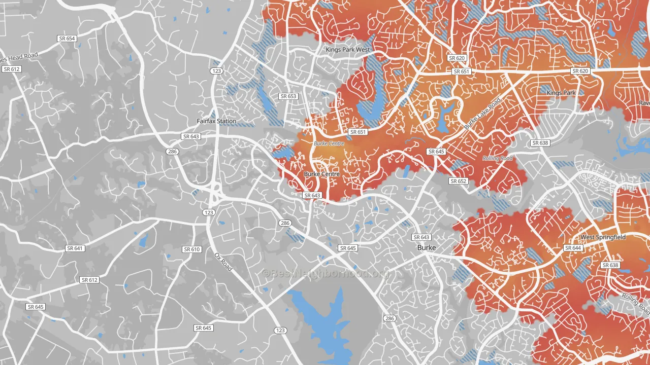 Transit Grade map of Burke Centre, VA