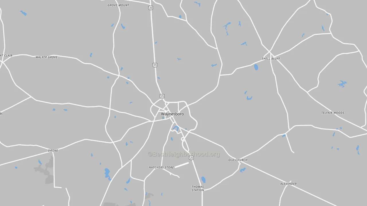 Transit Grade map of Burke County, GA