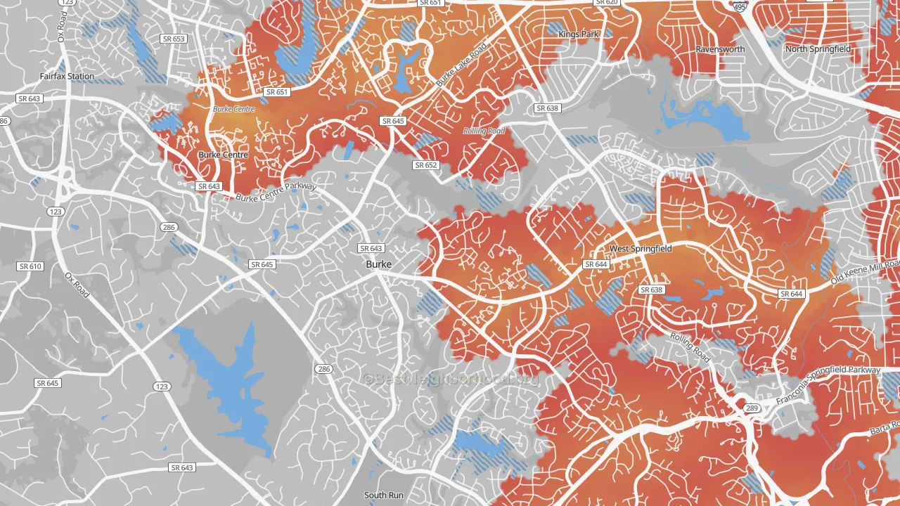Transit Grade map of Burke, VA
