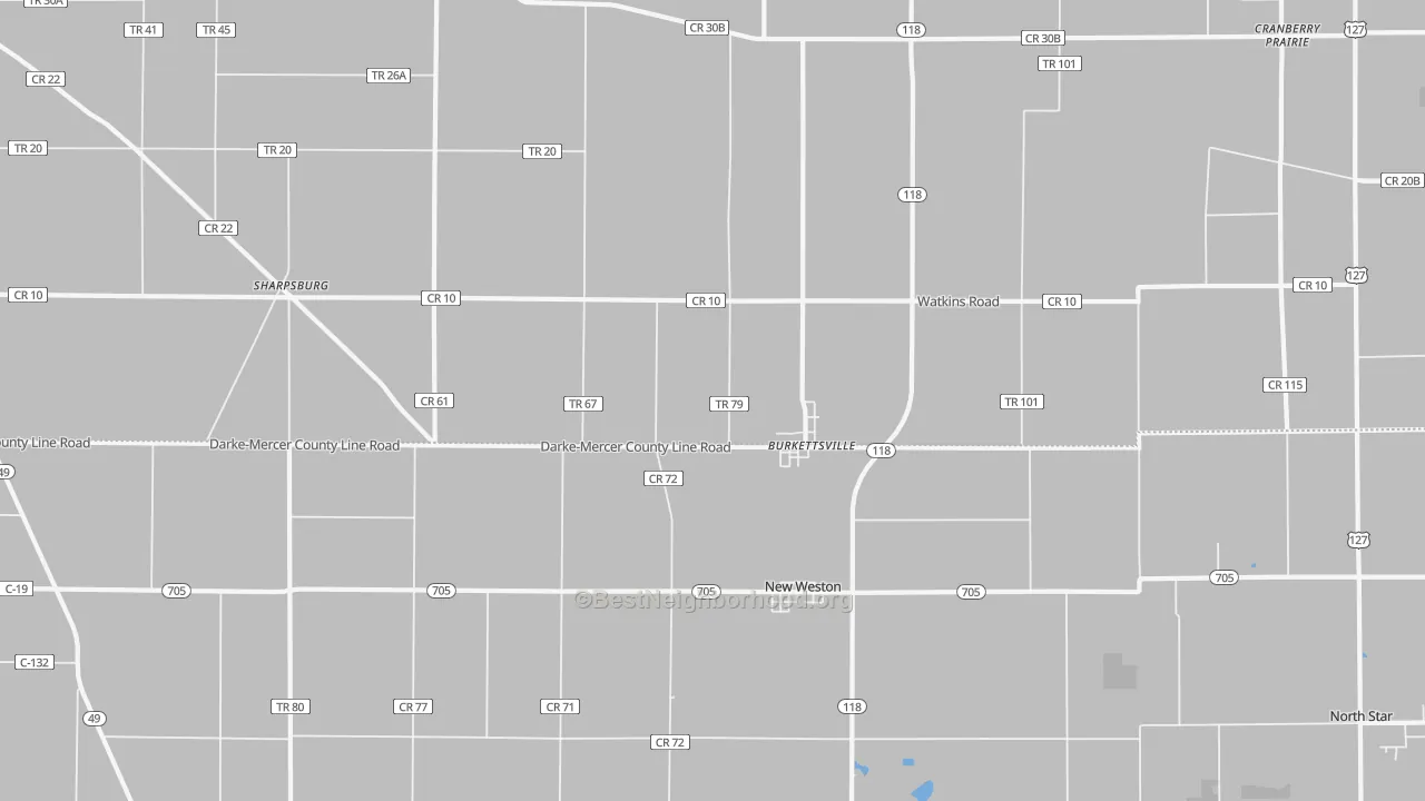 Transit Grade map of Burkettsville, OH