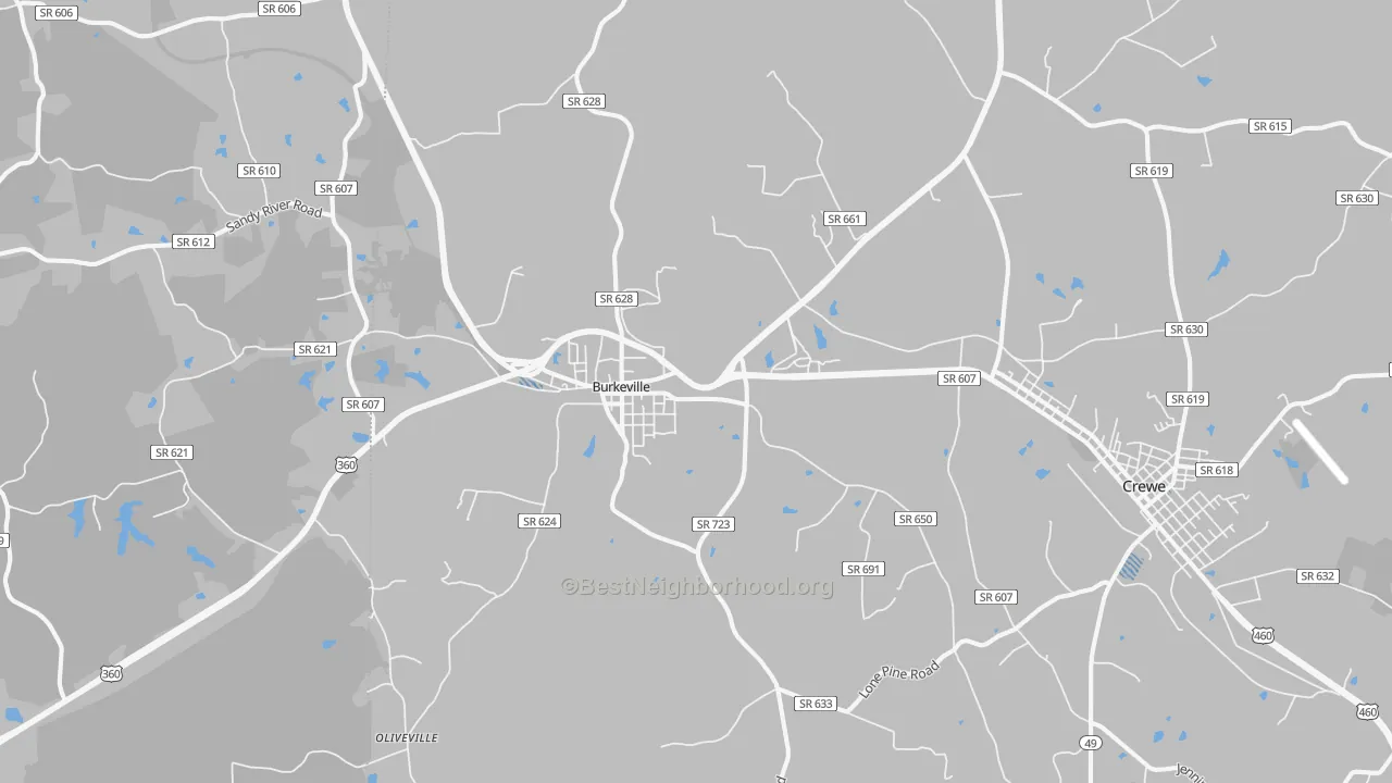 Transit Grade map of Burkeville, VA