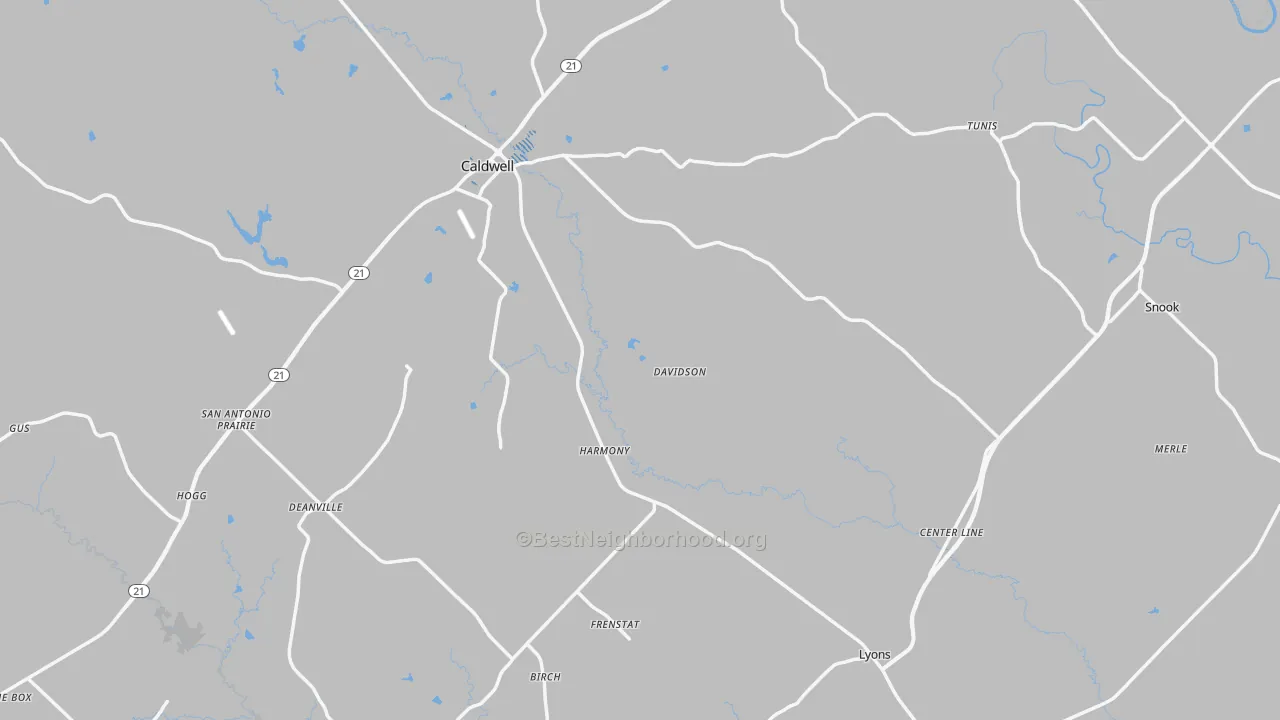 Transit Grade map of Burleson County, TX