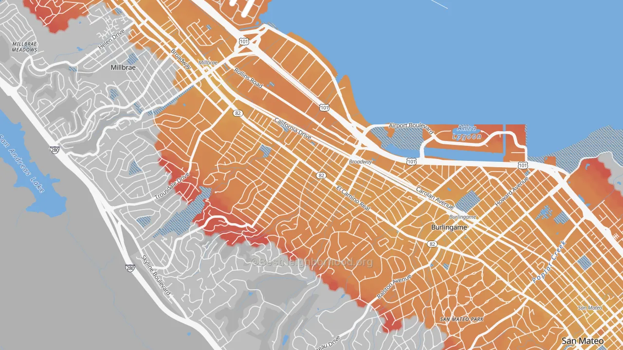 Transit Grade map of Burlingame Gate, Burlingame, CA
